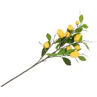 DK Design Kunstbloem citrusfruit tak citroen - 90 cm - geel - losse steel - Kunst zijdebloemen
