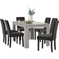 En.casa [] Eettafel (eikenhout) met 6 eetkamerstoelen in donkergrijs - 140x90 cm