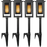 Ks Verlichting Set van 4 LED Solar Fakkel Tuinlamp Zwart