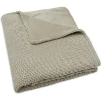 Jollein Ledikantlaken Deken Ledikant Basic Knit Olive Green/Fleece-100 x 150 cm (Ledikantlaken)