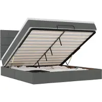 vidaXL Ottoman bed met matras en LED's 180x200cm stof donkergrijs