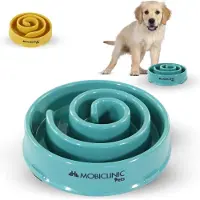 Mobiclinic MobiEat - Voerbakken interactieve - Stijlvolle anti-schrok voerbak - Anti-vraatzucht slow feeder - Antislip - 500 ml - Spiraal - 19,5 x 4,6 x 20,6 cm - Blauw