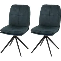 Mendler Set van 2 eetkamerstoelen -M68, keukenstoel met rugleuning, draaibaar, automatische positie, metaal, stof/textiel ~ blauw