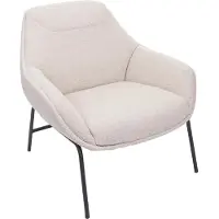 MCW Lounge fauteuil -J77, cocktail fauteuil, bouclé stof metaal ~ crème-beige