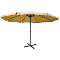 Mendler Parasol Meran Pro, gastronomische marktparasol met kap Ø 5m polyester/aluminium 28kg ~ crème zonder voet