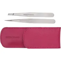Tweezerman Petite Tweezer Set Petite Pincet Set met Etui, Pink Wenkbrauwset 1 st