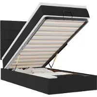 vidaXL Ottoman bed met matras en LED's 90x190cm stof zwart