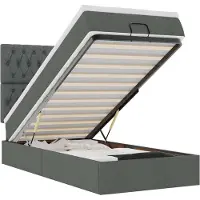 vidaXL Ottoman bed met matras en LED's 90x190cm stof donkergrijs