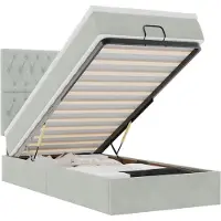vidaXL Ottoman bed met matrassen en LED's 90x190cm fluweel lichtgrijs