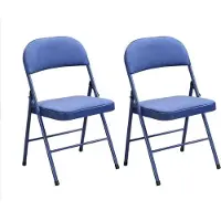 Vente-unique Set van 2 klapstoelen in fluweel en metaal - Blauw - ORTENSIA