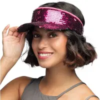 Boland - Zonneklep Blitz roze Roze - - Volwassenen - Unisex - 80s - 90s - Glitter - Disco