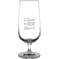 Fusion Gegraveerde Bierglas op voet 41cl I loved her first