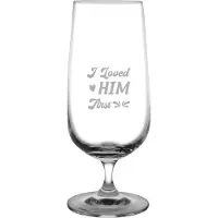 Fusion Gegraveerde Bierglas op voet 41cl I loved him first