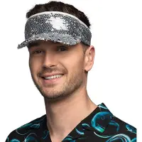 Boland - Zonneklep Blitz zilver Zilver - - Volwassenen - Unisex - 80s - 90s - Glitter - Disco