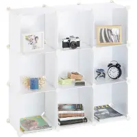 Relaxdays vakkenkast 9 vakken - roomdivider kunststof - open boekenkast - steekverbinding wit