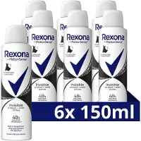 Rexona Women Anti-Transpirant Spray - Invisible - onzichtbaar op zwarte en witte kleding - 6 x 150 ml
