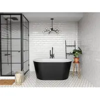 Vente-unique Vrijstaand ovaal bad – 180 liter – 130 x 71 x 58 cm – Zwart – Acryl – APOGON
