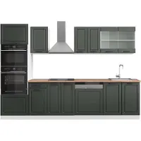 Vicco Complete keukeneenheid R-Line Antraciet landhuis 300 cm met hoge kast, WB Eik, Model 42400