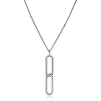 Zinzi 45cm Mart Visser by zilveren gourmet ketting inclusief rechthoekige schakel hanger 40mm, bezet met witte zirkonia's MVC28