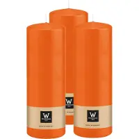 Wiedemann Cilinderkaars/stompkaars - 3x - oranje - 20 x 7 cm - 103 branduren - zuilkaarsen