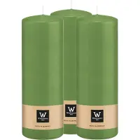 Wiedemann Cilinderkaars/stompkaars - 3x - lichtgroen - 20 x 7 cm - 103 branduren - zuilkaarsen