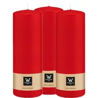 Wiedemann Cilinderkaars/stompkaars - 3x - rood - 20 x 7 cm - 103 branduren - zuilkaarsen