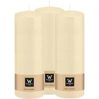 Wiedemann Cilinderkaars/stompkaars - 3x - creme wit - 20 x 7 cm - 103 branduren - zuilkaarsen