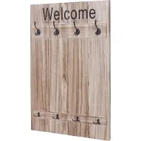 MCW Wandgarderobe -C89 Welcome, garderobe Garderobe paneel, shabby look vintage, 91x60cm ~ naturelbruin