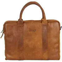 Dstrct Limited Double Zip 15'' Laptoptas + sleutelhanger cognac