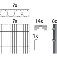 Alberts Dubbelstaafmat hekwerk Oslo antraciet, hoogte: 100-160cm, totale lengte: 10-20m, voor plaatsing in beton (set)