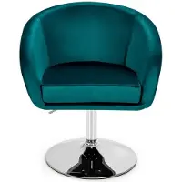 Coast Fluwelen Stoel met Ronde Rugleuning - Draaibaar - Verstelbare Hoogte - 61 x 52 x 72-86 cm - Groen