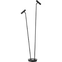 HELL LED-vloerlamp Tom, dimbaar, zwart, Woon-/ Eetkamer, Roestvrij staal, Modern, LED vloerlamp