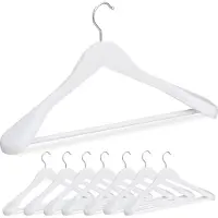Relaxdays houten kledinghangers - set van 8 - brede schouders - 45 cm breed - wit