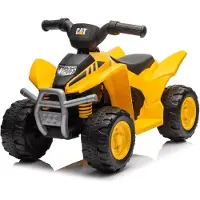 Vrooomy CAT Elektrische Kinderquad 1 tot 3 jaar – Officieel Gelicentieerd 6V Accuvoertuig met LED-Koplampen & Claxon – Compacte Kinderquad met Eenvoudige Bediening & Slijtvaste Banden – Geel