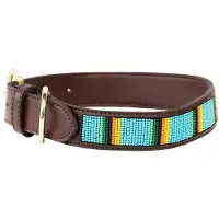 Kentucky Dogwear - Hondenhalsband - Handgeknoopte Parels - Lichtblauw - Maat M/L - 58cm - Hondenriem