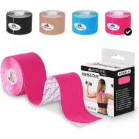 Mobiclinic - Kinesiotape - Model Mobitape - Neuromusculaire kleefzwachtel - Spierpijnbestrijding - Elastisch - Waterdicht - Kinesiologie bandage - Geschikt voor meerdere zones - Rol - 5x5 cm - Roze