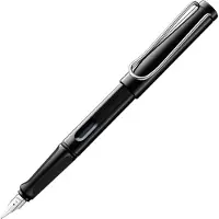 Lamy safari zwart vulpen - met ergonomische grip & gepolijnde stalen penpunt in schrijfdikte F – robuust ASA-kunststof - incl. T10 blauwe inktpatroon