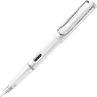 Lamy safari witte vulpen - met ergonomische grip en gepolijste stalen penpunt in schrijfdikte B - robuust ASA-kunststof - inclusief T 10 inktpatroon in blauw