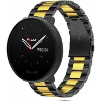Strap-it Stalen schakel bandje - geschikt voor Polar Ignite / Ignite 2 / Ignite 3 / Unite / Pacer - zwart/goud
