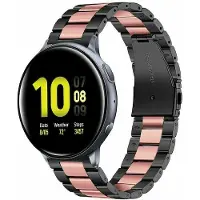 Strap-it Stalen schakel smartwatch bandje - geschikt voor Samsung Galaxy Watch Active / Active2 40 & 44mm / Galaxy Watch 3 41mm / Galaxy Watch 1 42mm / Gear Sport - zwart/roze