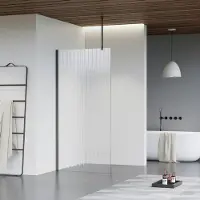 FortiFura Galeria inloopdouche - 120x200cm - ribbelglas - plafondarm - Geborsteld Gunmetal PVD SW797953/SW797907/SW804545