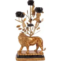 Baroque - Kandelaar - Kandelaar Leeuw 36 cm - Goud - Resin - 36x18x18 - Polyresin