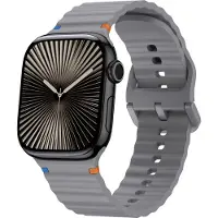 Strap-it Wave siliconen bandje met gespsluiting - geschikt voorApple Watch Series 1/2/3/4/5/6/7/8/9/10/11/SE/SE2/SE3 - Silicone band voor iWatch kleine maten 38mm 40mm 41mm 42mm (donkergrijs)