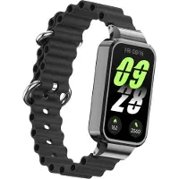 Strap-it Ocean siliconen bandje - geschikt voor de Xiaomi Smart Band 9 Active (zwart)