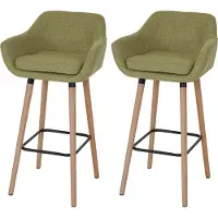 Mendler Set van 2 barkrukken Malmö T381, barkruk barkruk ~ textiel, lichtgroen