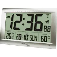 Technoline WS 8009 - Wandklok - Tafelklok - Rechthoek - Radiogestuurde tijdsaanduiding - 12/24H - Datumaanduiding - Alarm - Binnentemperatuur - Vochtigheid - Zilverkelurig - 407 x 43 x 270 m