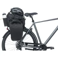 Basil Miles XL Pro Bagagedragertas 9-36L Zwart/Lime Waterdicht Uitklapbare Zijtassen Bidonvak Helmhouder Voor E-bike & Dagtocht