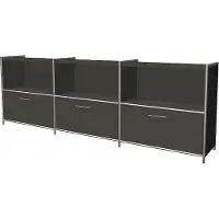 Kerkmann Sideboard Toledo, met zicht-achterwand, 3 schuifladen, 3 vakken, 2 ordnerhoogten, B 2360 x D 380 mm, antraciet