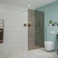 FortiFura Galeria inloopdouche - 110x200cm - rookglas - wandarm - Geborsteld RVS PVD (RVS) SW915252/SW797908