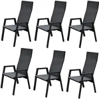 AVH-Collectie Nancy dining tuinstoel verstelbaar antraciet textileen set van 6